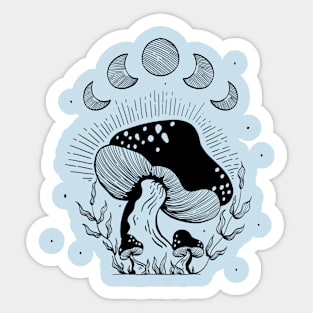 Moon Phase Fungi Mushroom Night Art Sticker